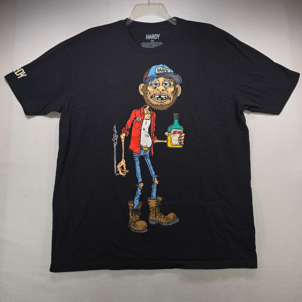 Hardy Jim Bob Graphic T-Shirt Mens XXL Black Cotton Short Sleeve Crewneck Tee